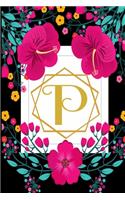 P: Weekly 2020 Planner Floral Monogram Initial - Notebook Journal With Dotted Pages For Woman