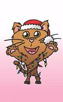 Eikland - Notes: Haustier Katze Weihnachten Lichterkette Weihnachtsmann Mütze - Notizbuch 15,24 x 22,86 unliniert