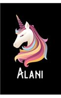 Alani: Journal (Diary, Notebook) Personalized Custom Name Unicorn Birthday Gift for Girls and Women
