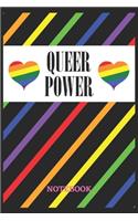 QUEER POWER Notebook: 6x9 inches - 110 dotgrid pages - Greatest LGBTQ Rainbow Hearts Journal - Gift, Present Idea