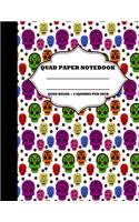 Quad Paper Notebook. Quad Ruled-4 Squares Per Inch: Grid Notebook/Grid Paper Journal/Graph Paper Composition Notepad 8.5x11 in. Sugar Skulls