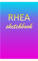 Rhea: Sketchbook - Blank Imaginative Sketch Book Paper - Pink Blue Gold Custom Letter R Personalized Cover - Teach & Practice Drawing for Experienced & As
