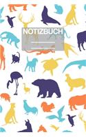Notizbuch A5 Muster Zeichnung Bunte Tiere Adler Giraffe Krokodil Pinguin Nashorn