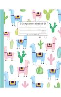 Composition Notebook - Alpaca Series: White Notebook, Composition Book, Notebook for Girls, Kids, School, Students, Bullet Journal 8.5 x 11 in, 110 pages, Wide Ruled