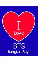 I Love BTS Bangtan Boys: Large Blue Notebook/Journal for Writing 100 Pages, BTS Gift for Boys and Girls