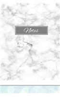 Notes: Mint White & Grey Marble Notebook, Blank Lined Journal 6x9 College Ruled 120 Page Perfect Bound Matte Soft Cover Diary