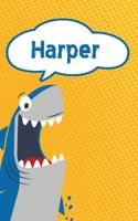 Harper: Personalized Shark Draw and Write Diary Journal Notebook Featuring 120 Pages 6x9