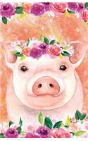 Bullet Journal for Animal Lovers Pink Pig in Flowers: Graph Design - 162 Numbered Pages with 150 Graph Style Grid Pages, 6 Index Pages and 2 Key Pages in Easy to Carry 5.5 X 8.5 Size