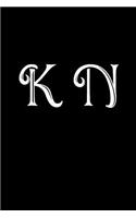 K N: Double Monogram Journal, 100 Pages, 6x9 Inches, Black Glossy Cover