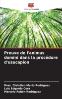 Preuve de l'animus domini dans la procédure d'usucapion