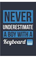 Funny Keyboard Notebook - Never Underestimate A Boy With A Keyboard - Gift for Keyboard Player - Keyboard Diary: Medium College-Ruled Journey Diary, 110 page, Lined, 6x9 (15.2 x 22.9 cm)