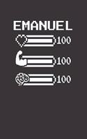 Emanuel: Pixel Retro Game 8 Bit Design Blank Composition Notebook College Ruled, Name Personalized for Boys & Men. Gaming Desk Stuff for Gamer Boys. Funny Co