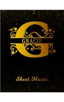 Gracie Sheet Music: Personalized Name Letter G Blank Manuscript Notebook Journal Instrument Composition Book for Musician & Composer 12 Staves per Page Staff Line Notep