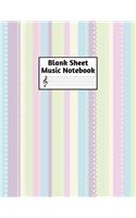 Blank Sheet Music Notebook: Easy Blank Staff Manuscript Book Large 8.5 X 11 Inches Musician Paper Wide 12 Staves Per Page for Piano, Flute, Violin, Guitar, Trumpet, Drums, Cell