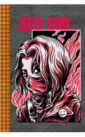 Red Girl! Illustrated Design Featuring a Girl With a Face Mask