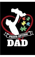 Proud Autism Dad: Silhouette Proud Autism Dad Puzzle Lined Notebook Journal Diary 6x9