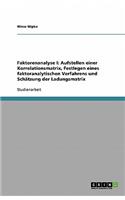 Faktorenanalyse I: Aufstellen einer Korrelationsmatrix, Festlegen eines faktoranalytischen Verfahrens und Schätzung der Ladungsmatrix(German)