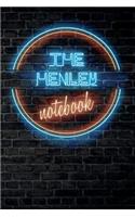 The HENLEY Notebook: Vintage Blank Ruled Personalized & Custom Neon Sign Name Dotted Notebook Journal for Girls & Women. Wall Background. Funny Desk Accessories. Retro B