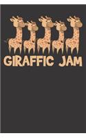 Notebook: Giraffe Giraffic Jam Funny Pun Cute Animal Dot Grid Dotted 6x9 120 Pages