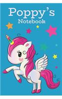 Poppy's Notebook: Unicorn Design Lined Notebook, 6x9, 120 Pages