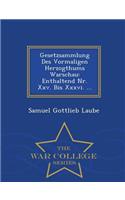 Gesetzsammlung Des Vormaligen Herzogthums Warschau