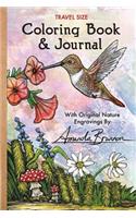Travel Size Coloring Book & Journal: With Original Nature Engravings by Amanda Brannon