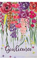 Giuliana: Personalized Lined Journal - Colorful Floral Waterfall (Customized Name Gifts)