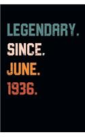 Blank Lined Journal, Notebook, Diary, Planner - Legendary Since June 1936 - 83rd Birthday Gift For 83 Years Old Men and Women born in June: Medium College-Ruled Journey Diary, 110 page, Lined, 6x9 (15.2 x 22.9 cm)