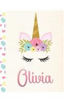Olivia: 2020. Personalized Weekly Unicorn Planner For Girls. 8.5x11 Week Per Page 2020 Planner/Diary With Pink Name