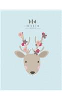 Notebook: Boho deer on blue cover and Dot Graph Line Sketch pages, Extra large (8.5 x 11) inches, 110 pages, White paper, Sketch, Draw and Paint(3 Boho Deer on Blue Notebook)