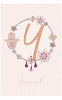 Beautiful Bohemian Style Journal with Initial: Boho Journal with Hamsa & Tassels - Initial 'Y'