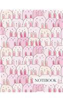 Notebook: Rabbits on pink cover and Lined pages, Extra large (8.5 x 11) inches, 110 pages, White paper(1 Rabbits on Pink Notebook)