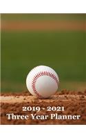2019 - 2021 Three Year Planner: Baseball on Pitcher's Mound Cover - Includes Major U.S. Holidays and Sporting Events