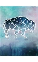 Notebook: Geometric Buffalo Silhouette Watercolor College Ruled Line Paper 8.5x11 Composition Note Book 100 Sheets (200 Pages)