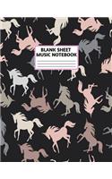 Blank Sheet Music Notebook: Cute Unicorn Matte Cover Design with 110 Pages White Paper Interior for Musician Students and Professionals Playing Piano, Ukelele, Mandolin and Oth