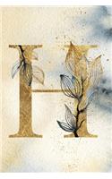 Monogram Notebook H: 6 x 9 Gold Initial Diary for Women