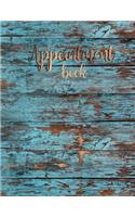 Appointment book for salon: Wood undated 2 columns per 1 page Appointment Book with Times Daily and Hourly Schedule Book 15 Minute Increments Beautiful Time slots 7AM-8PM