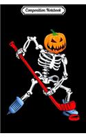 Composition Notebook: Skeleton Ice Hockey Halloween Pumpkin Hockey Journal/Notebook Blank Lined Ruled 6x9 100 Pages