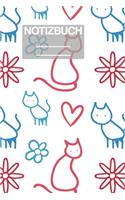 Notizbuch A5 Muster Zeichnung Katzen Katze Cat