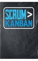 Scrum > Kanban: Chalkboard, Blue & White Design, Blank College Ruled Line Paper Journal Notebook for Project Managers and Their Families. (Agile and Scrum 6 x 9 inc