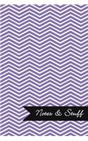Notes & Stuff - Lined Notebook with Deluge Purple Chevron Pattern Cover