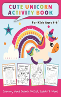 Cute Unicorn Activity Book For Kids
