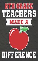 8th Grade Teachers Make a Difference: 8th Grade Teacher Gifts, Teacher Appreciation Gifts,7x10 College Ruled Notebook, Paper School Appreciation Day Gift for Teacher from student, thank 