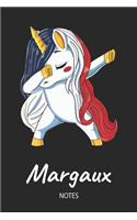 Margaux - Notes: Noms Personnalisé Carnet de notes / Journal pour les filles et les femmes. Licorne qui dab aux cheveux aux couleurs du drapeau français. Accessoires