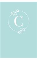 C: 110 Sketch Pages (6 x 9) - Light Blue Monogram Sketchbook Notebook with a Simple Floral Emblem - Personalized Initial Letter - Monogramed Sketchbook