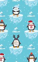 Merry Christmas Cute Penguins in Hats and Scarves Notebook