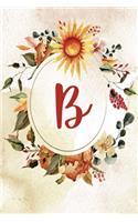 Notebook 6"x9", Letter B, Orange Green Floral Design: (2 Letter/Initial B - Orange Green Floral Design Notebook 6"x9" Alphabet)