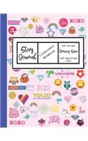 Story Journal Composition Notebook Half Unruled Drawing Space Half Wide Ruled Lined: Combined Write and Sketch Blank Workbook(2 Pink Cover Wide Ruled)