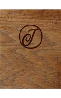 Wood Burned Monogram Creative Journal - I: (8.5 X 11 Lined) Blank Notebook College Ruled