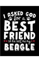 I Asked God For A Best Friend So He Sent Me My Beagle: Dog Composition Notebook Journal College Ruled